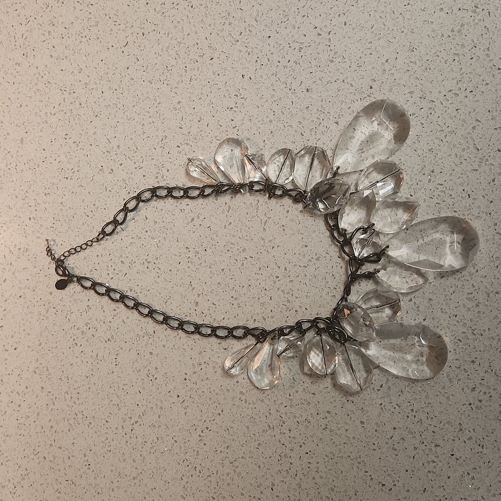 Express Chunky Clear Beaded Statement Necklace